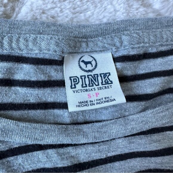 Victoria’s Secret PINK | Grey & Black Long Sleeve Striped Slouch | Size Small - Picture 5 of 8